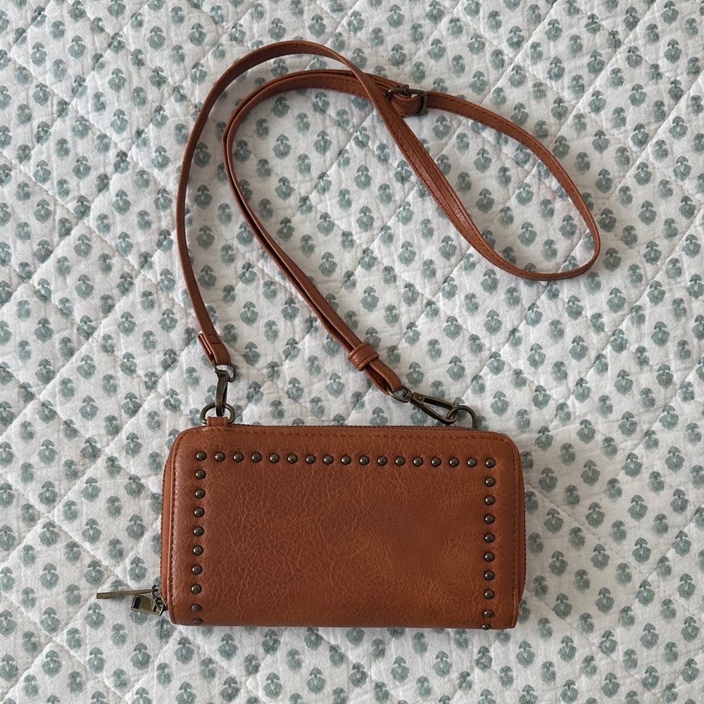 Brown Leather Studded Women's Bag